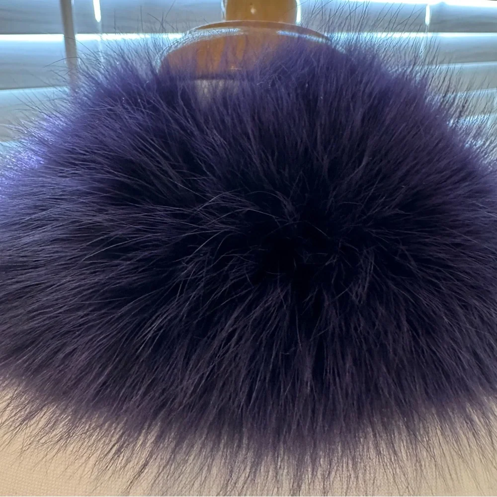 DKNY deep purple long fox fur boa velvet backed super fluffy ?genuine fur? - Picture 2 of 14